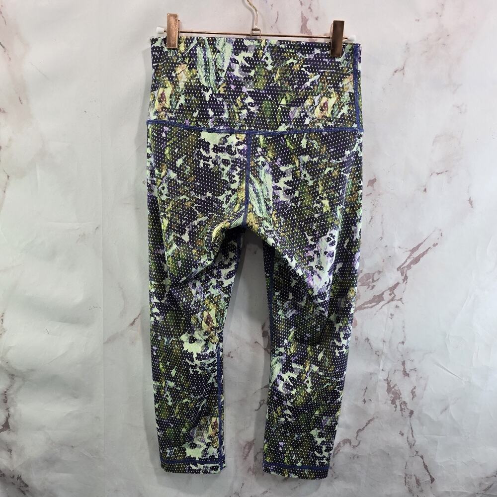Lululemon Leggings Womens 6 X 20 Crop Green Purple Floral Wunder Under Luxtreme